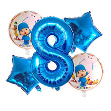 Pocoyo Number Balloons - Blue White Pink - Birthday Party Baby Shower - 5 Pieces - 18 Inches