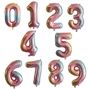 Birthday Number Balloons - Red Green Pink Blue - 32 Inches/ 40 Inches