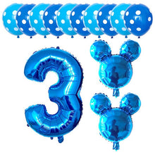 Mickey Number Foil Balloons - Pink Red Blue - Kids Celebrations Birthdays - 13 Pieces - 30 Inches