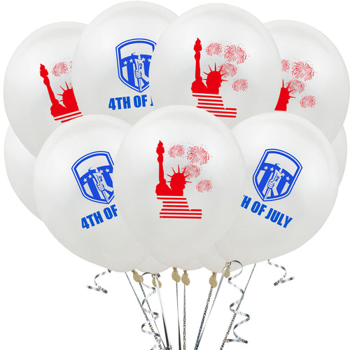 Independence Day Balloons - Red Blue White - Holiday July Fourth Party - 10 Pieces - 12 Inches