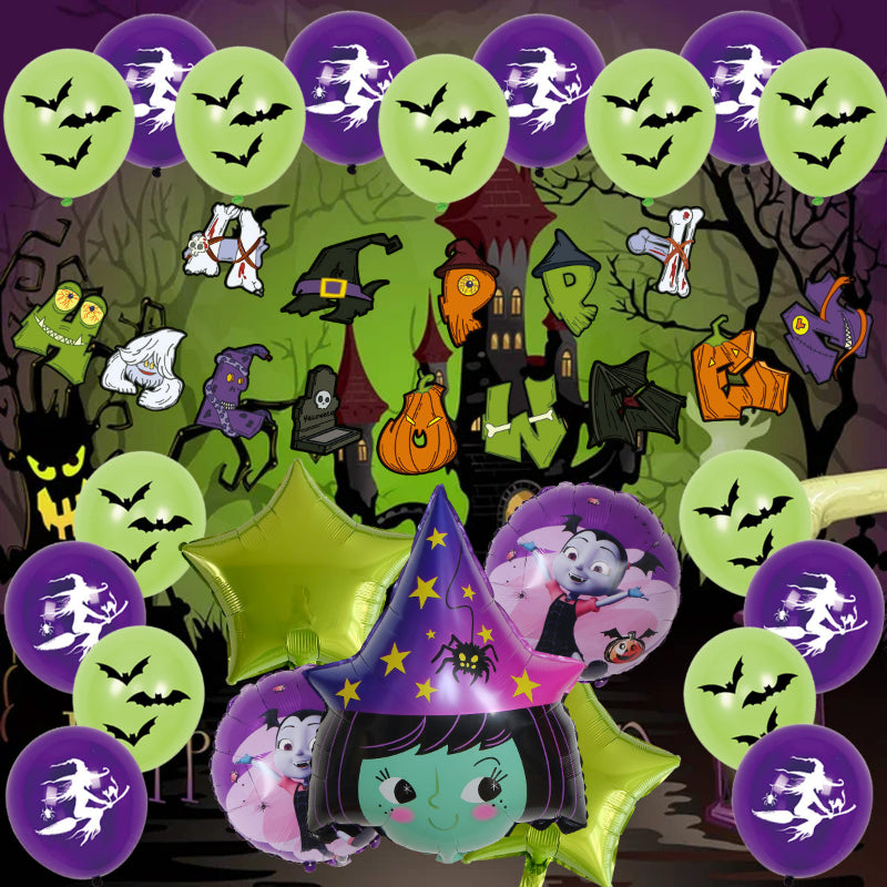 Bats and Witches Shapes Balloon Set for Halloween Party