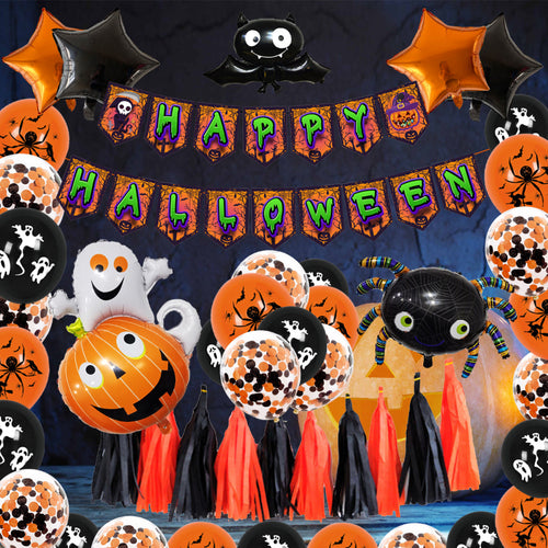 Spiders and Pumpkins Shaped Halloween Balloon Set