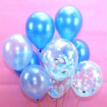 Confetti Balloon - Black White Blue - 10 Pieces - 12 Inches