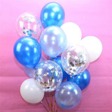 Confetti Balloon - Black White Blue - 10 Pieces - 12 Inches