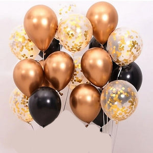 Star Chrome and Glitter Balloons - Rose Gold Silver Red - 18 Pieces - 18 Inches