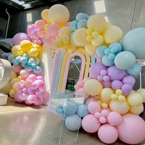 Double Pastel Pink Rainbow Theme Balloons For Baby Shower
