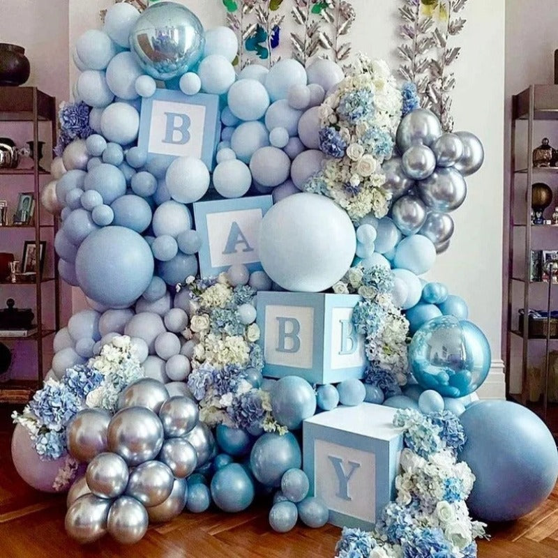 Arch Kit Blue Silver White Balloons For Party
