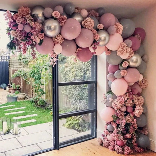 Pink Grey Balloon Arch Garland Kit For Decoration