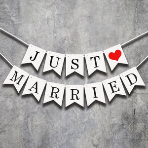 Just Married White Banner Car Decor - 1