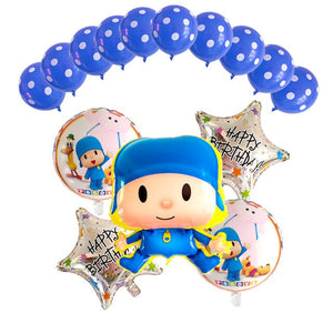 Pocoyo Happy Birthday Balloons - Blue - 15 Pieces - 18 Inches