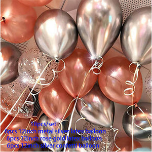 Gold Silver Party Latex Balloons  - 18 Pieces - 12 Inches
