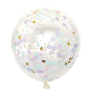 Sparkling Confetti Balloons - White, Black, Orange, White, Green - 10 Pieces