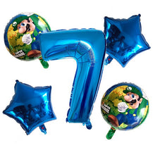 Mario Star Balloons - Red Blue Green - 5 Piece - 32 Inches