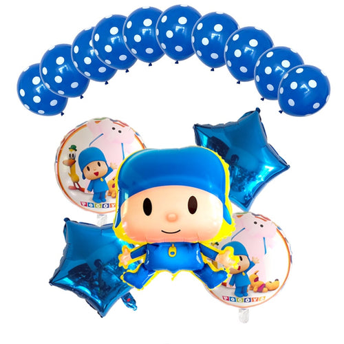 Pocoyo Happy Birthday Balloons - Blue - 15 Pieces - 18 Inches