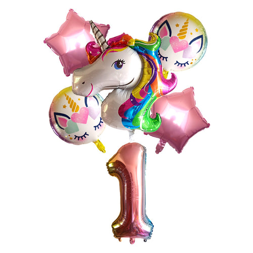 Unicorn Colors Party Balloons - Gold, Yellow, White, Red - 6 Pieces
