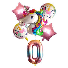 Rainbow Unicorn Birthday Balloon - 6 Pieces - 12 Inches