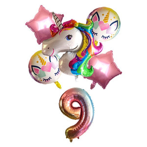 Unicorn Colors Party Balloons - Gold, Yellow, White, Red - 6 Pieces