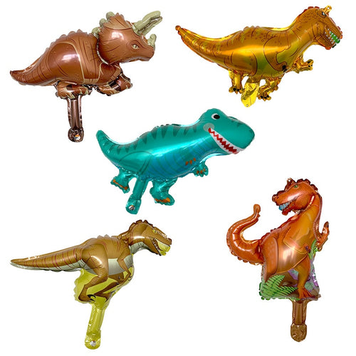 Mini Dinosaur Balloons - Gold Yellow Teal - Kids Celebrations Birthdays - 10 Pieces - 12 Inches