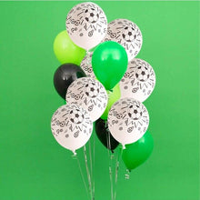 Soccer Balls Balloons - Black Yellow Green White - 8 Pieces - 18 inches