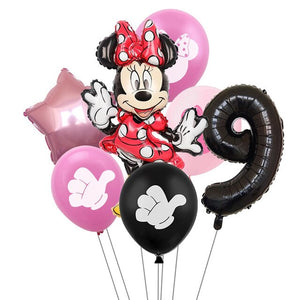 Mickey Minney Balloons - Red, Yellow, Pink, Black - 7 Pieces
