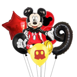 Mickey Minney Balloons - Red, Yellow, Pink, Black - 7 Pieces