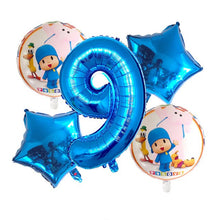 Pocoyo Number Balloons - Blue White Pink - Birthday Party Baby Shower - 5 Pieces - 18 Inches