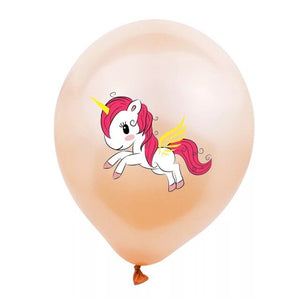 Baby Unicorn Balloons - Pink Red Green - Kids Celebration Birthdays - 10 Pieces - 18 Inches