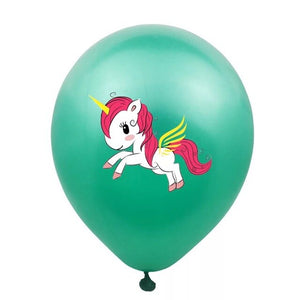 Baby Unicorn Balloons - Pink Red Green - Kids Celebration Birthdays - 10 Pieces - 18 Inches