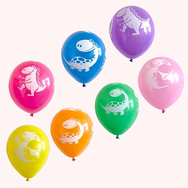 Dino Birthday Balloons - Blue Green Purple - Birthday Kids Party - 10 Pieces - 12 Inches