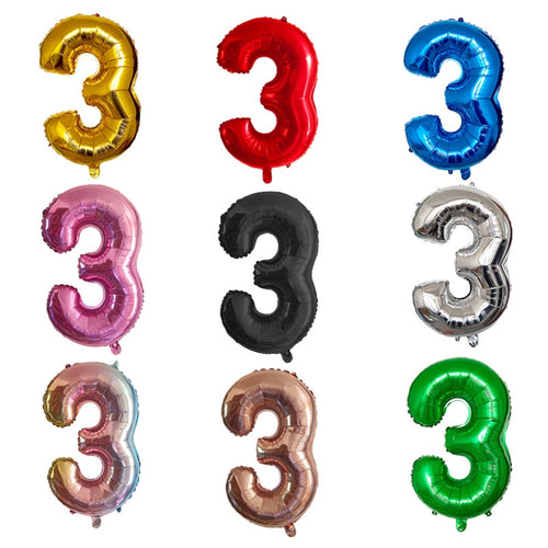 Metallic Number Balloons - Mixed Colors - 12 Inches