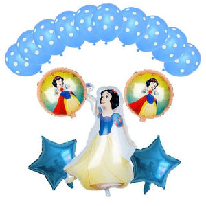 Cinderella Princess Party Balloons - Blue, Pink, White - 15 Pieces