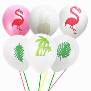 Flamingo Party Latex Balloons - Pink, Blue, Green - 10 Piece