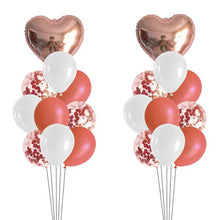 Heart and Star Bouquet Balloons - Rose Gold Yellow Pink Blue - 10 Pieces - 18 Inches