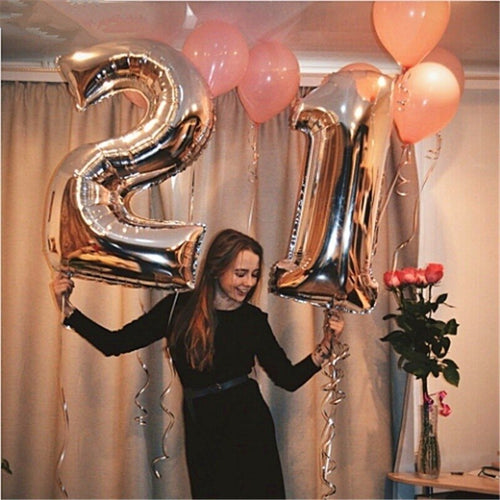 Rose Gold Number Birthday Balloon - 16, 32 and 40 Inches