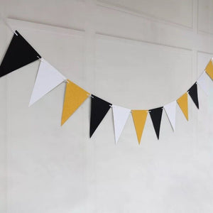 Party Paper Banners - Gold Pink Silver Blue - Wedding Anniversaries Birthdays - 12 Flags