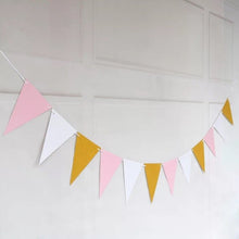 Party Paper Banners - Gold Pink Silver Blue - Wedding Anniversaries Birthdays - 12 Flags