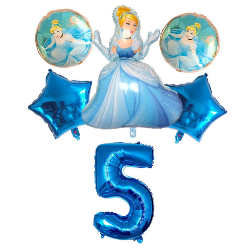 Snow White Princess Balloons - Sky Blue, Pink, White - 6 Pieces