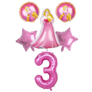 Snow White Princess Balloons - Sky Blue, Pink, White - 6 Pieces