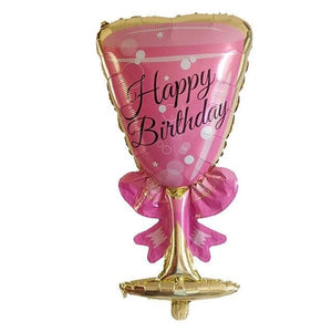 Champagne Bottle Balloon - Rose Gold, Green - 12 Inches