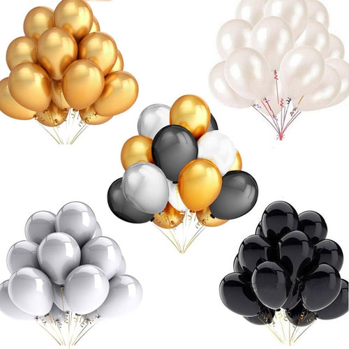 Color Balloons - Gold, Red, White, Silver, Blue, Deep Sapphire, Pink, Dark Green, Mint Green, Fluorescence Yellow, Light Grey - 30 Pieces - 5/10/12 Inches