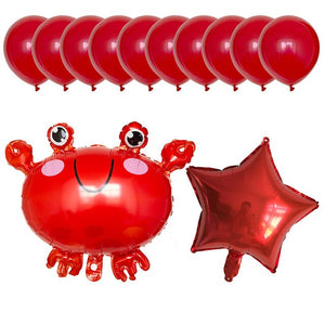 Ocean Friends Balloons - Aqua Blue Purple Red - Kids Children Birthdays - 5/12 Pieces - 12 Inches