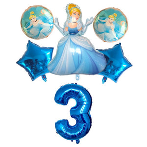 Princess Number Birthday Balloon - 6 Pieces - 12 Inches