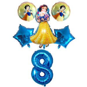 Princess Number Birthday Balloon - 6 Pieces - 12 Inches