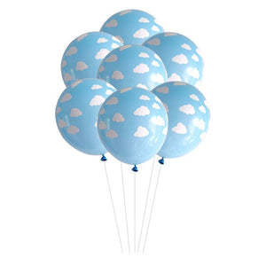 Blue White Cloud Balloons- Blue White Grey - Wedding New Year Baby Shower - 10 Pieces