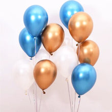 Color and Chrome Balloons - Pink Red Blue Gold - 12 Pieces - 12 Inches