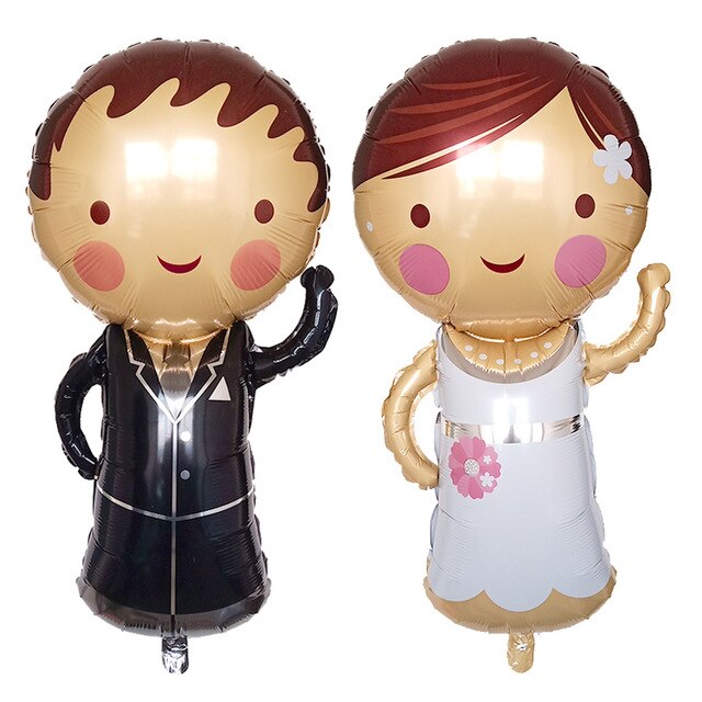 Bride & Groom Balloon - Mixed Colors - Birthday Wedding New Year Anniversary - 2 Pieces - 12 Inches
