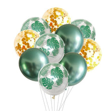 Summer Style Party Balloons - Green, Blue, White, Yellow - 12 Inches