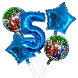 Superhero Avenger Foil Balloons - Blue - 5 Pieces - 18 Inches