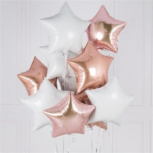 Star Party Balloons - Plum, Rainbow, Pink, Sky Blue - 6 Pieces - 18 Inches