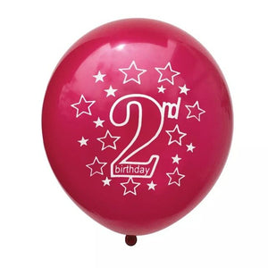 Number Two Birthday Balloons - Blue Pink Green - 40 Inches